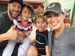 Anaheim Ducks' goalie Jason LaBarbera with his wife Kodette, and sons Easton and Ryder
