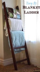 A lovely way to store throw blankets in the living room.